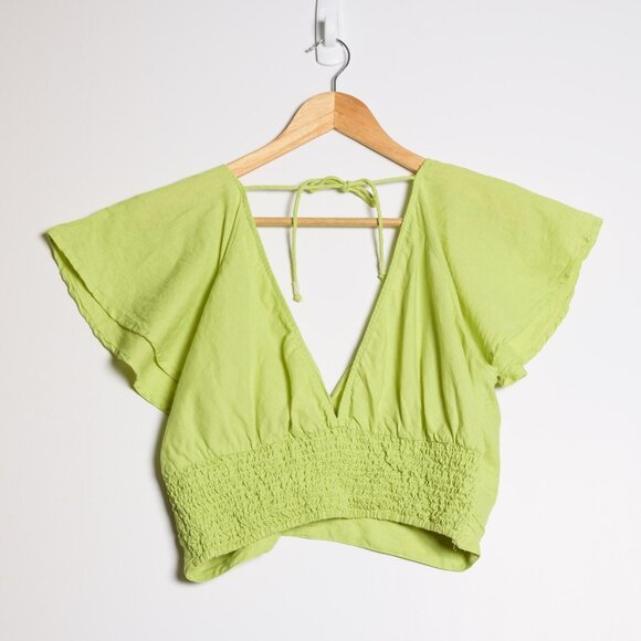 Anthropologie Womens M Linen Blend Top Green - Picture 2 of 6
